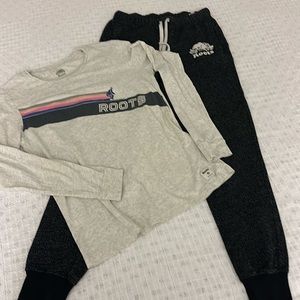 2 Piece Set:  Size S/XS -- LS Top & Sweatpants (Roots)